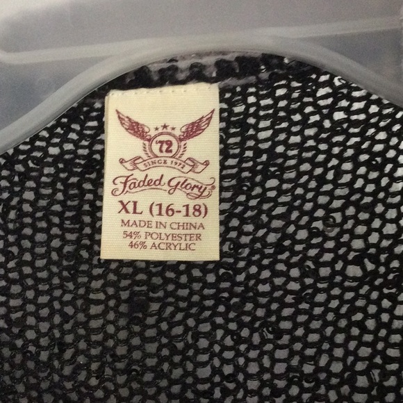 Faded Glory Black White and Gray Open Sweater - Picture 2 of 8